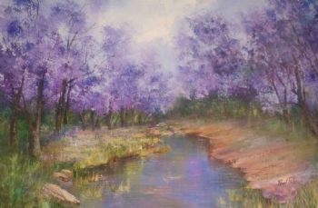 "Jacarandas at a Dam"