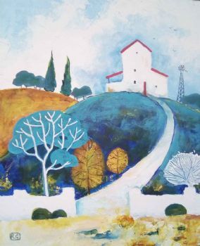 "Farmhouse and Windmill"