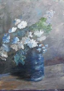 "Flowers on Blue"