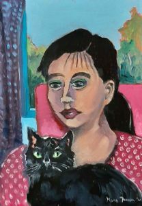 "Woman with a Black Kitten"