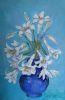 "St Joseph Lilies in a Blue Vase"