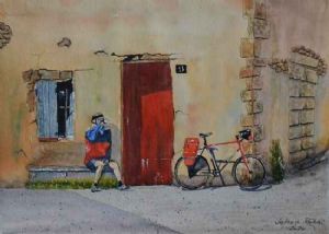 "Cyclist Taking a Rest"
