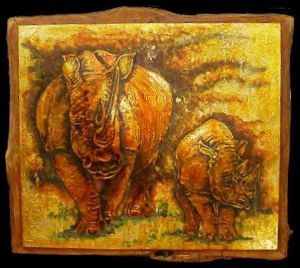 "Rhino and baby"