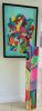 "Set with Framed Collage and Wooden Plinth"