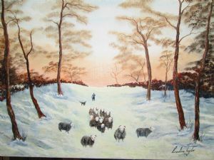 "The Shepherd's  Flock. Original Oil Painting"