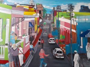 "Cityscape of Bo Kaap Cape Town in Oil"