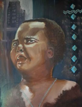 "Original Oil Portrait Silent Cry"