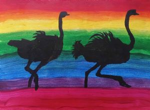 "Rainbow Ostriches "