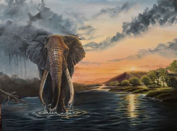 "Elephant Painting – The Last Crossing"