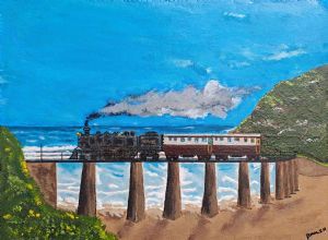 "Scenic Steam Train Over Kaaimans Bridge"