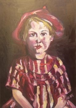 "Girl in Red Striped Dress"