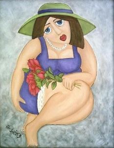"Fat Lady with Red Roses"