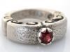 "Silver Scroll Ring with Garnet"