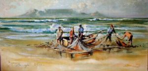 "Fishermen at Bloubergstrand"