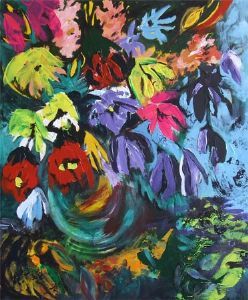 "Flowers in Green Vase"