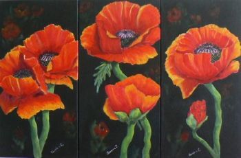 "Red Poppies Set of Three"