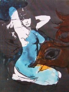 "Partially Blue Nude Pin Up"