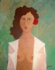 "Nude in a white blouse"