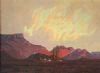 "Karoo Landscape with buildings, tree"