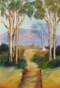 "Farmhouse surrounded by blue gums"