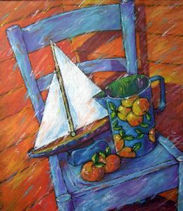 "Blue Chair & Oranges Vivid Pastel"