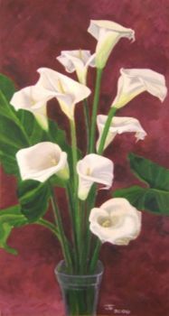 "Arums on Burgundy"