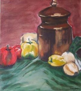 "Earthenware Pot with Peppers"