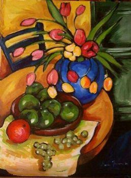 "Tulips and a Green Door"