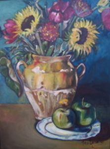 "Ginger Pot with a Sunflower"