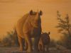 "Black Rhino and Calf"