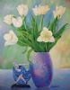 "White Tulips with ArtDeco Figurine"