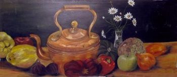 "Copper Kettle and Fruit"