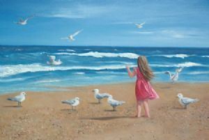 "Girl Feeding Seagulls"