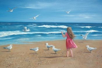 "Girl Feeding Seagulls"