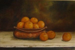 "Oranges in Copper Bowl"