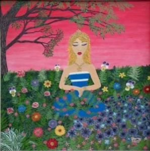 "Lady in Flower Field"