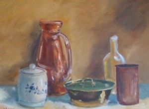 "Still Life with Brass and Delft"