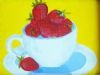 "Strawberry Teacup on Yellow"