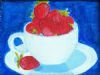 "Strawberry Teacup on Blue"