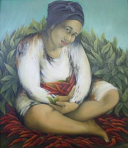 "Woman with Chillies in her lap"