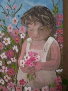 "child with flowers"