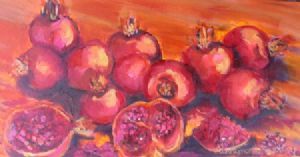 "Pomegranates on wood"