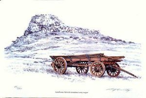 "Isandlwana Hill With Army Wagon"