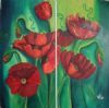 "Poppies in a summer garden- 2piece"