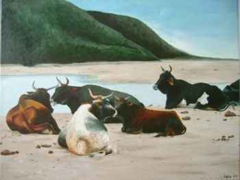 "Cattle on the beach"
