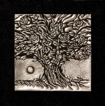 "Rose Tree in Moonlight in Metal 1/1"