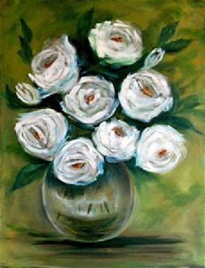 "White Roses in Glass"