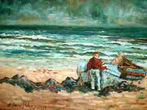 "Stormy afternoon on beach"