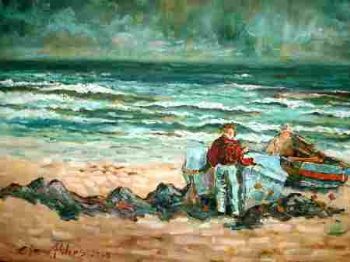 "Stormy afternoon on beach"