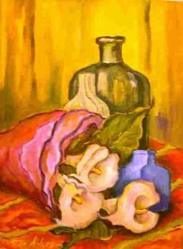 "Glassjars and Arum Lilies"